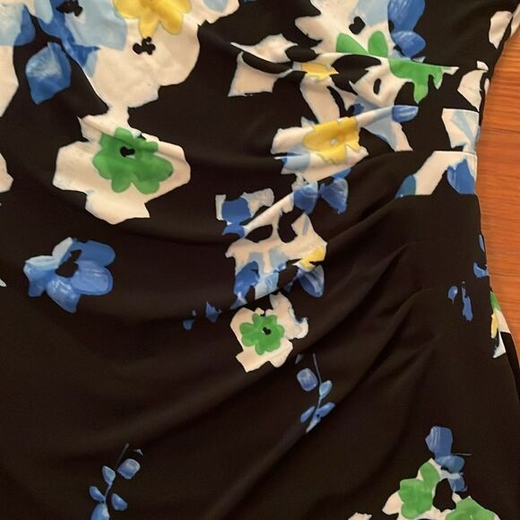 Lauren Ralph Lauren Black Floral Sheath Dress Womens Size 10 Sleeveless - Picture 9 of 10